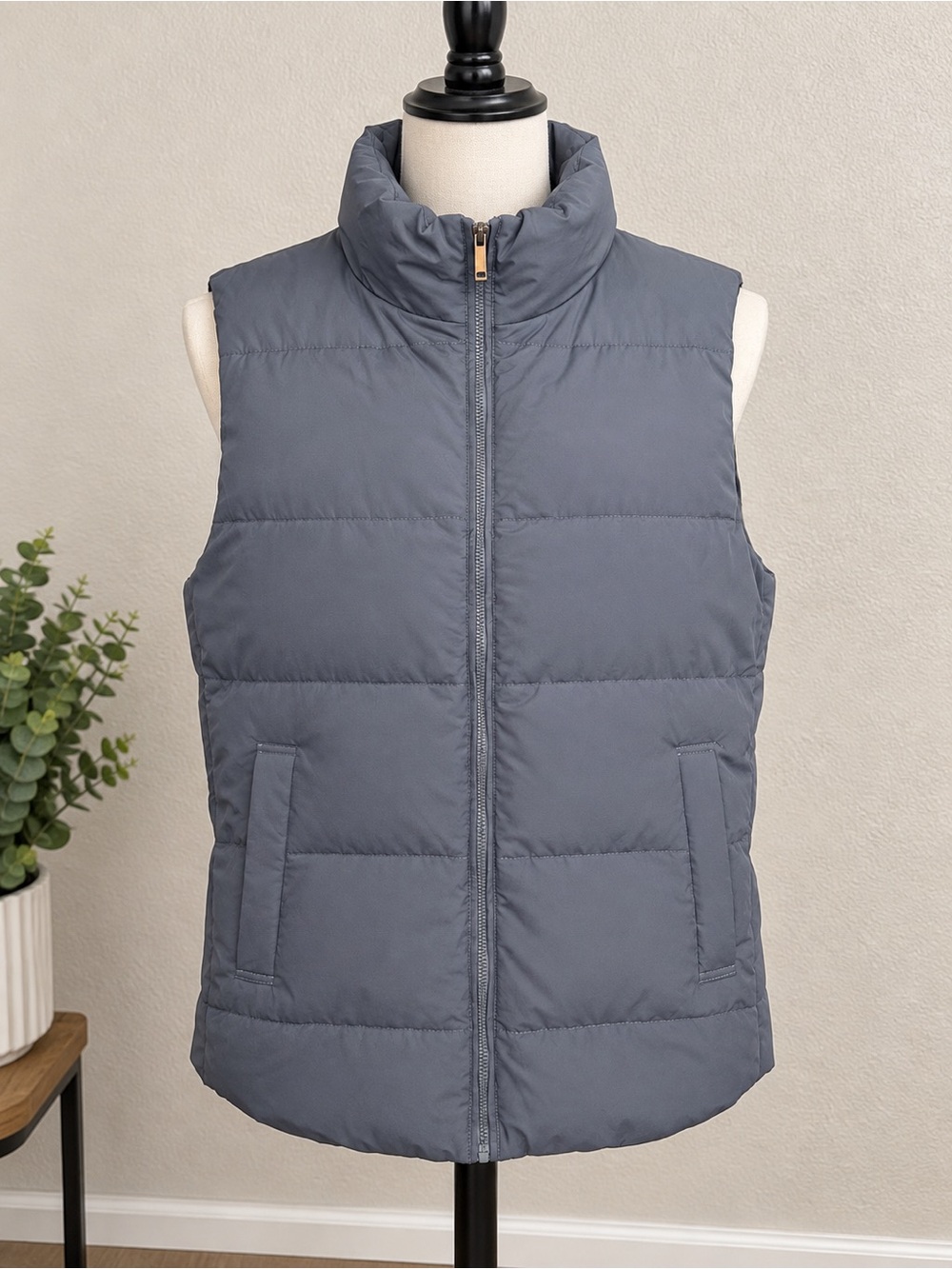 Men's Quilted Puffer Vest in Slate Gray - Lightweight Layering